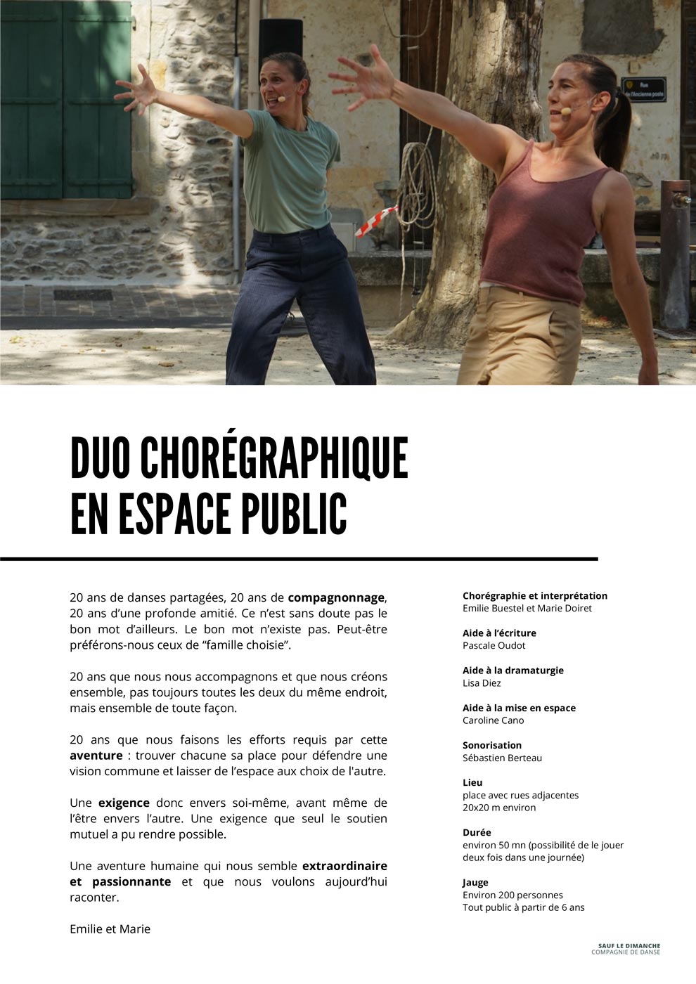 Sauf le dimanche - dossier de présentation Devenir Sœurs